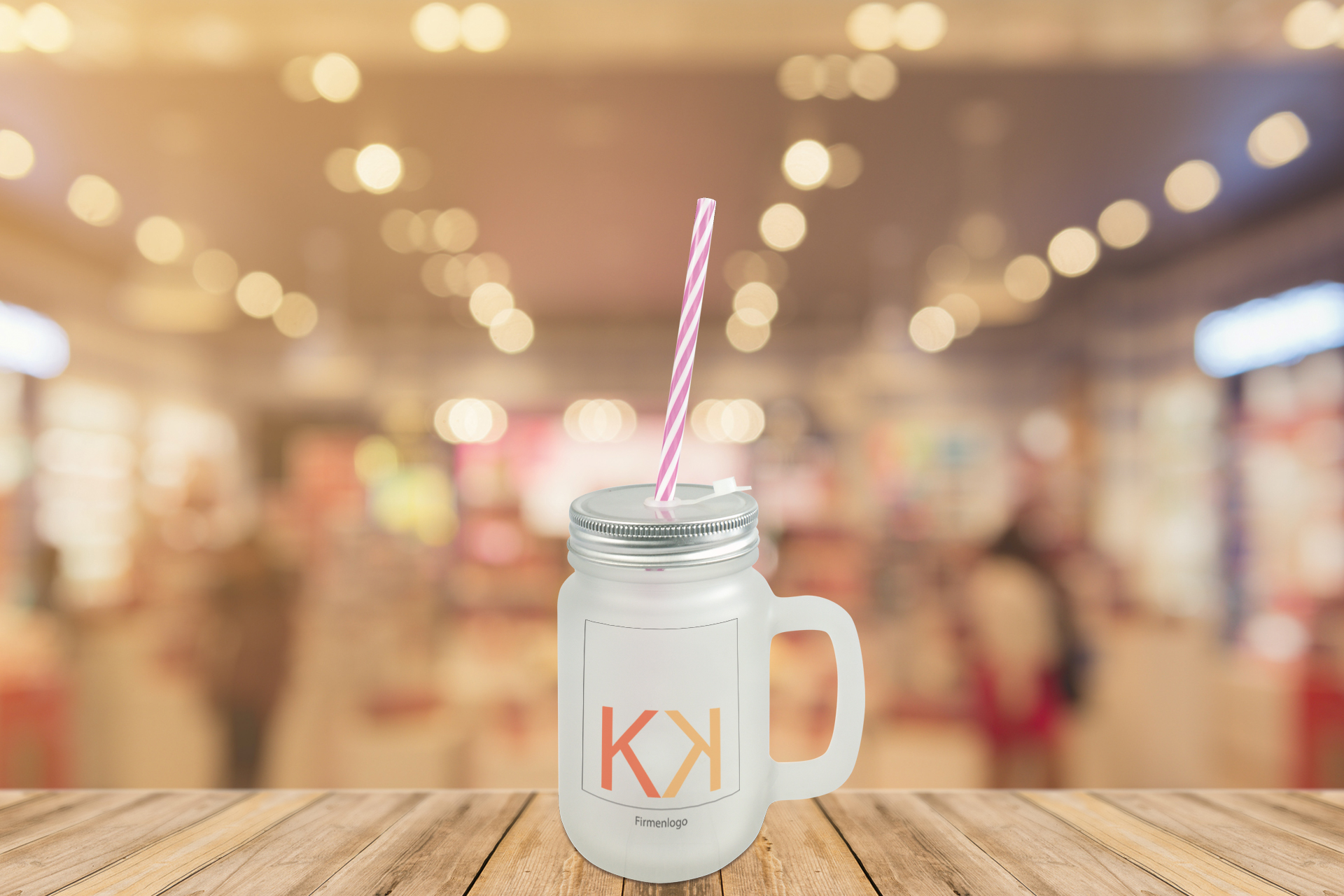 Mason Jar Henkelglas mit Deckel und Trinkhalm, klar oder satiniert Mason Jar Henkelglas mit Deckel und Trinkhalm, klar oder satiniert