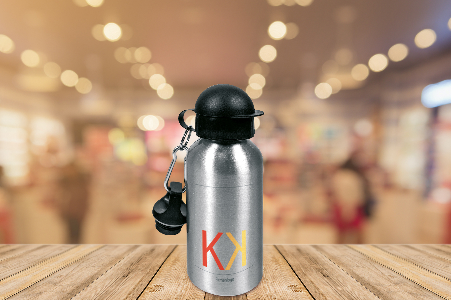 Aluminium-Trinkflasche, 600 ml, silber und weiß Aluminium-Trinkflasche, 600 ml, silber und weiß