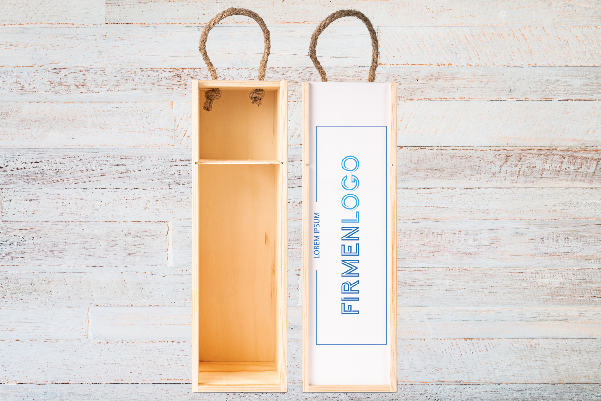 Flaschen-Präsentbox, naturfarbenes Holz Flaschen-Präsentbox, naturfarbenes Holz