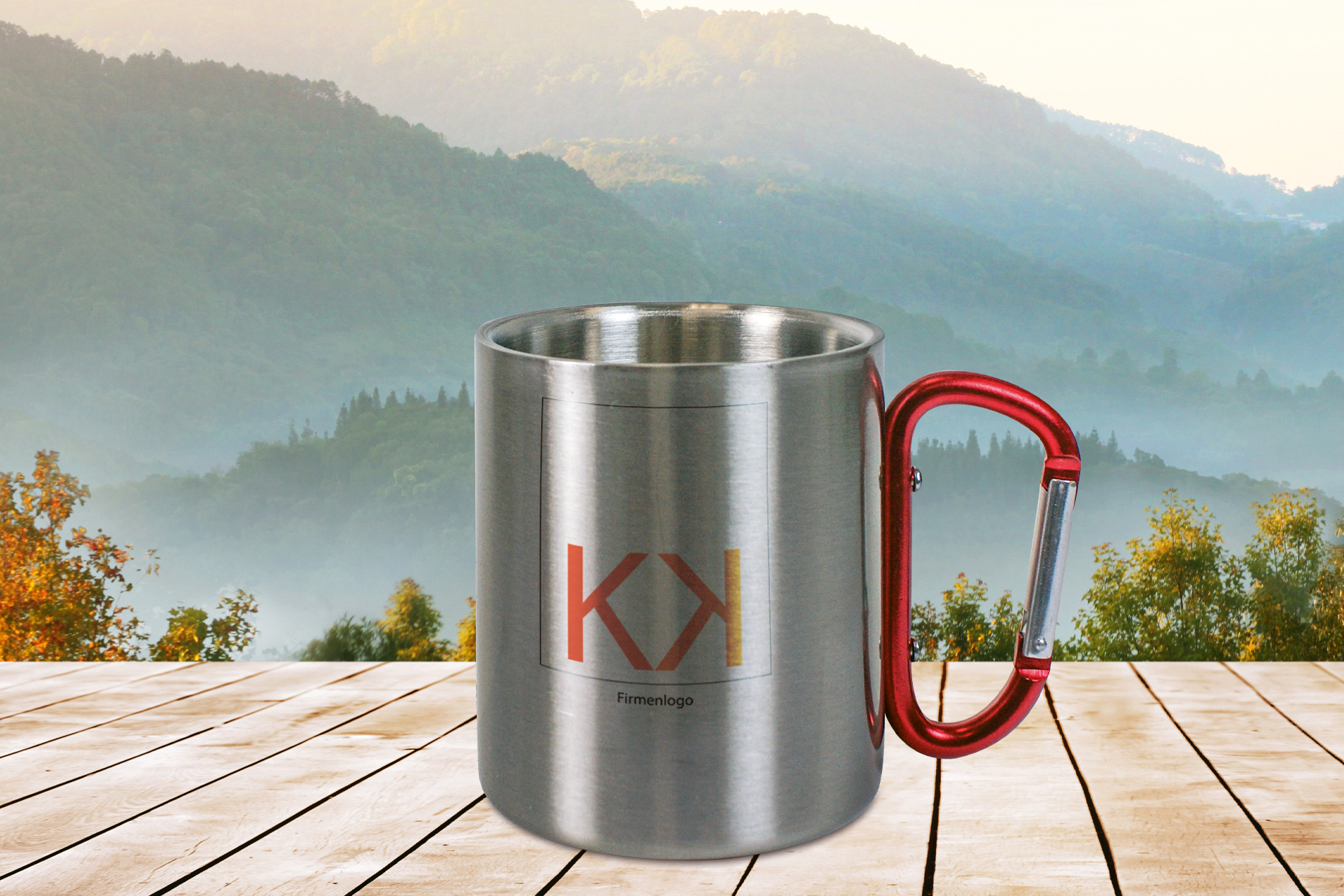 Edelstahltasse TREK, mit Karabiner Edelstahltasse TREK, mit Karabiner